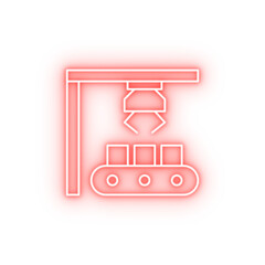 Poster - Robotic crane boxes technology neon icon