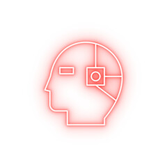 Poster - Robotic technology head mind neon icon