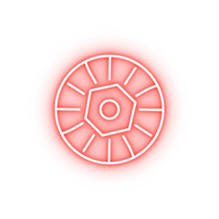 Poster - Prehistoric stone wheel neon icon