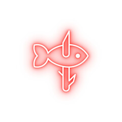 Poster - prehistoric fishing neon icon