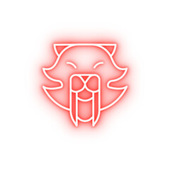 Poster - prehistoric saber toothed neon icon