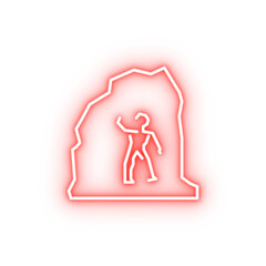 Poster - prehistoric cave painting neon icon