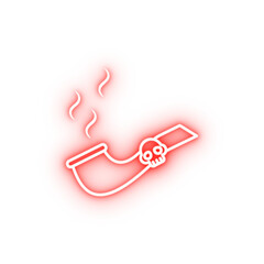 Poster - Smoking pipe pirate neon icon