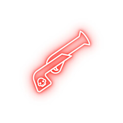 Poster - Flintlock pistol pirate neon icon