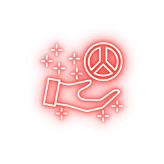 Poster - Peace symbol hand neon icon