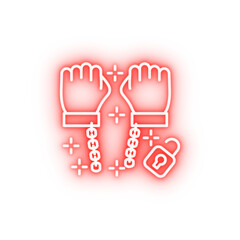 Poster - Amnesty hands chains lock neon icon