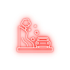 Poster - Landslip car neon icon