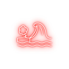 Sticker - Tsunami tree wave neon icon