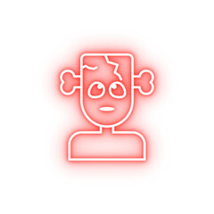 Poster - Skull man nasty outline neon icon