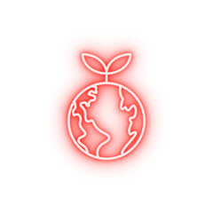 Poster - ecology earth day sprout green earth neon icon