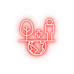 Poster - ecology earth day balance tree human neon icon