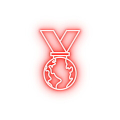 Poster - ecology earth day medal neon icon