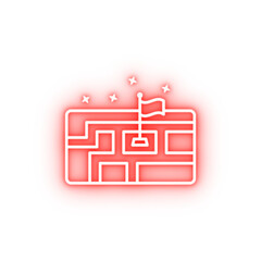 Poster - Map marker flag tool neon icon