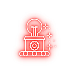 Poster - Box light bulb gear neon icon