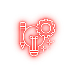 Poster - Light bulb gear pencil neon icon