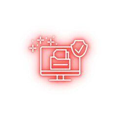 Poster - Monitor files folder shield neon icon