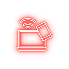 Fototapete - Electronics laptop phone neon icon