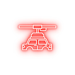 Poster - Industry flat conveyor industrial automation machine car neon icon