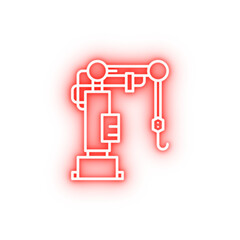 Poster - Industry flat machine industrial automation robot technology crane neon icon