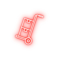 Poster - Industry flat trolley boxes industrial neon icon