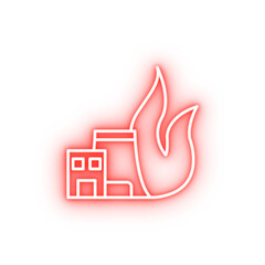 Poster - Industry flat danger emergency fire flame industrial smoke neon icon