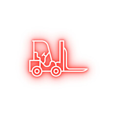 Poster - Industry flat forklift industrial transportation truck vehicle warehouse neon icon