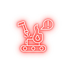 Poster - Industry flat accident emergency fire industrial neon icon