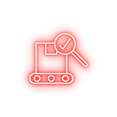 Poster - Industry flat box business check industry mark product quality neon icon
