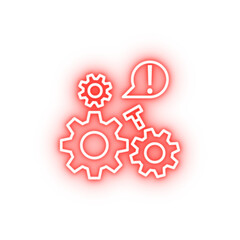 Poster - Industry flat crash damage engine gear industry repair work neon icon
