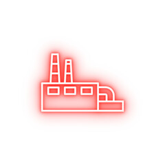 Poster - Industry flat building factory plant power station warehouse neon icon