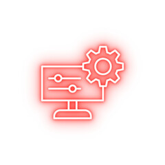 Poster - Industry flat cogwheel computer gear industrial settings work neon icon