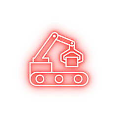 Poster - Industry flat arm automation industrial machine robot technology neon icon