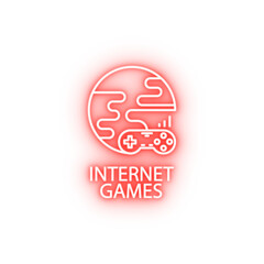 Poster - internet games outline neon icon