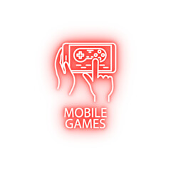 Poster - mobile games outline neon icon
