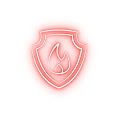Poster - Firefighter shield two color neon icon