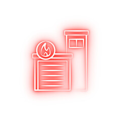 Poster - Firefighter fire station two color neon icon