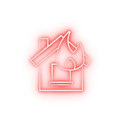 Poster - Firefighter house two color neon icon