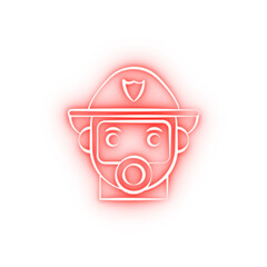 Poster - Firefighter gas mask two color neon icon