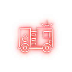 Canvas Print - Firefighter fire truck two color neon icon