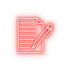Poster - finance document 2 colored line neon icon