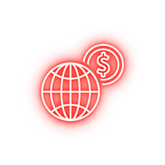 Poster - finance globe 2 colored line neon icon