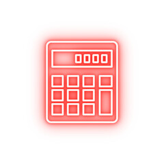 Poster - finance calculator 2 colored line neon icon
