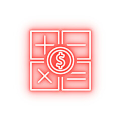 Poster - finance calculator 2 colored line neon icon