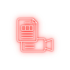 Poster - Camera document neon icon