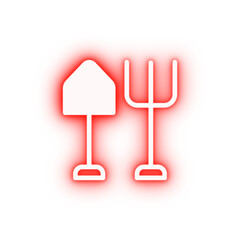 Poster - shovel pitchfork neon icon