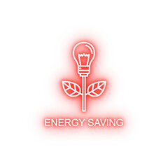 Poster - energy saving outline neon icon
