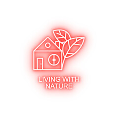 Sticker - living with nature outline neon icon