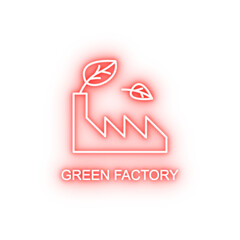 Poster - green factory outline neon icon
