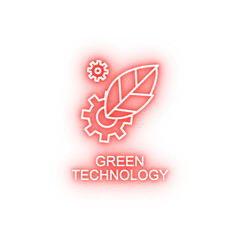 Poster - green technology outline neon icon