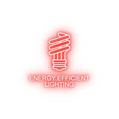 Poster - energy efficient lighting outline neon icon